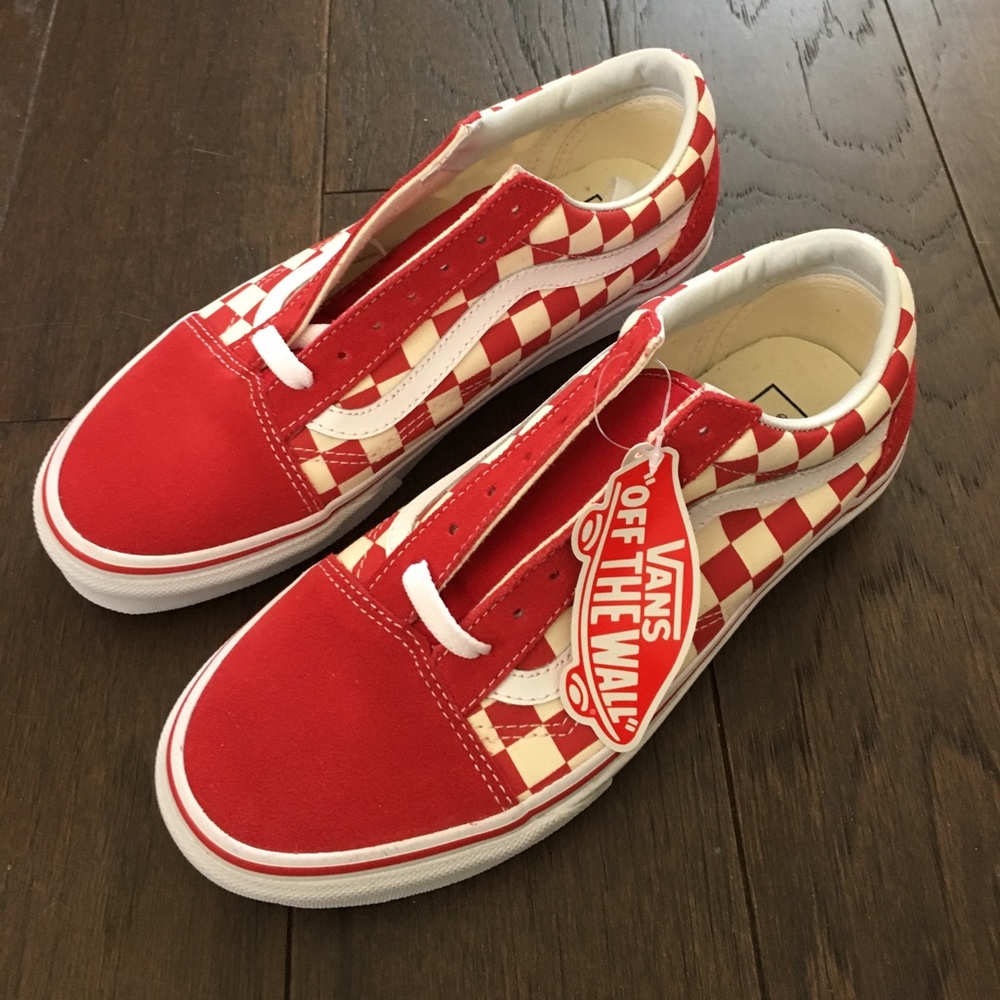 Red checkered vans (never worn)